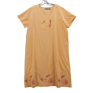 Jane‎ Ashley Woman 2X Dress Art to Wear Block Print Ocean Fish Seahorses